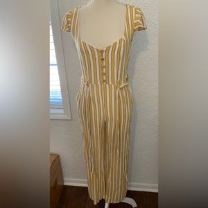 Yellow and white stripped jumpsuit
